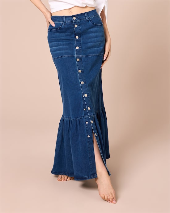 Produktabbildung für Denim-Maxi-Rock