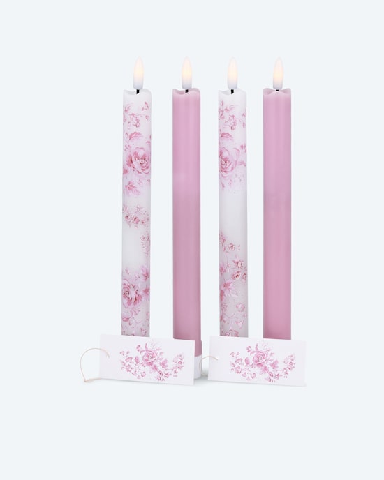 Produktabbildung für 4 LED-Stabkerzen "floral" mit Geschenkbox