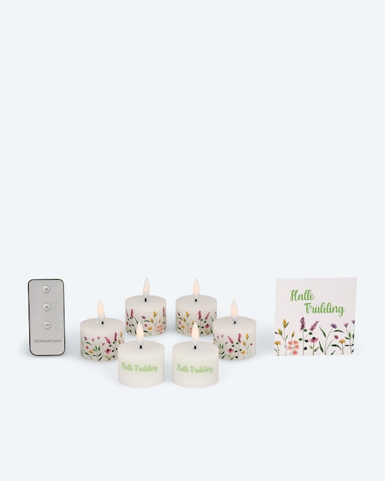 Produktabbildung für 6 LED-Teelichter "Frühling" mit Geschenkbox