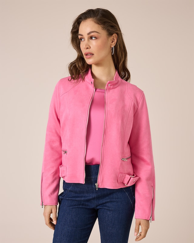 Jacke aus Wildlederimitat