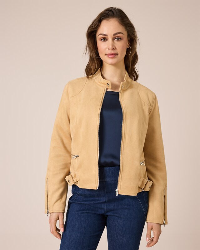 Jacke aus Wildlederimitat