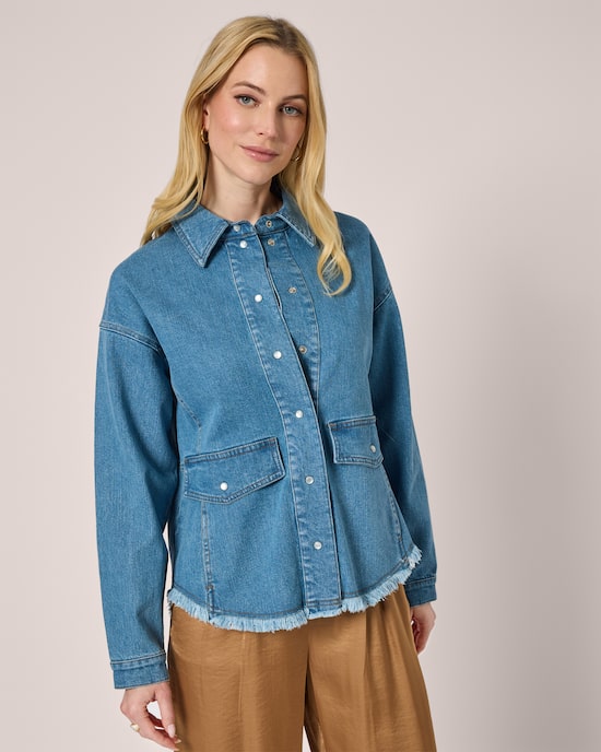 Produktabbildung für Jeansbluse mit Fransen