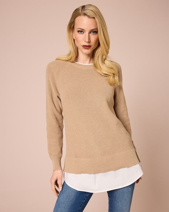 Produktabbildung für Strickpullover mit Bluseneinsatz