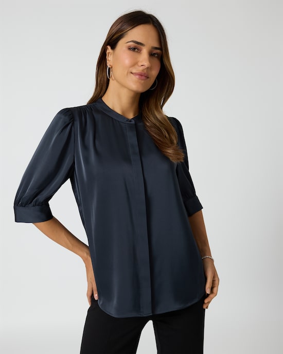 Produktabbildung für Satinbluse im Unidesign