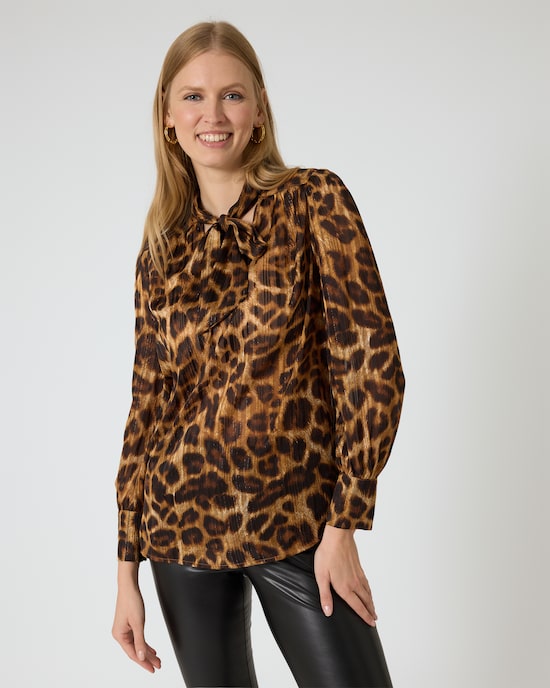 Produktabbildung für Chiffonbluse im Leo-Design