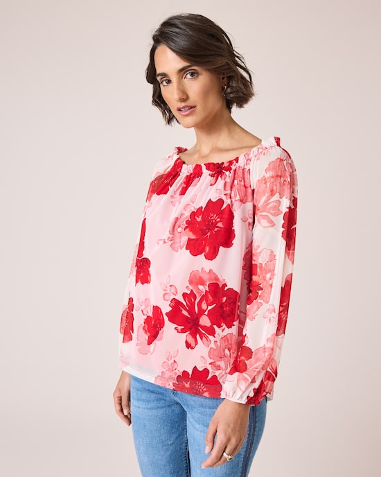 Produktabbildung für Bluse mit Carmen-Ausschnitt