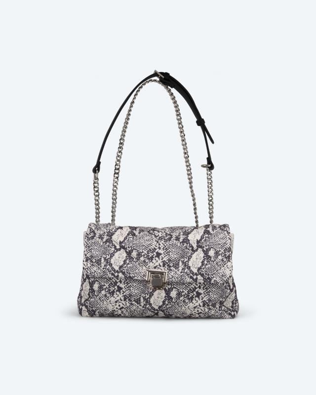 Überschlagtasche mit Snake-Print