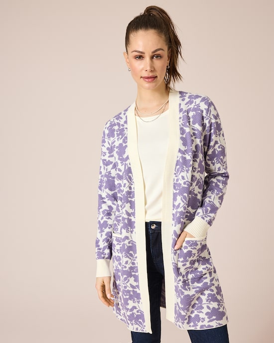 Produktabbildung für Cardigan mit Blumen-Jaquard
