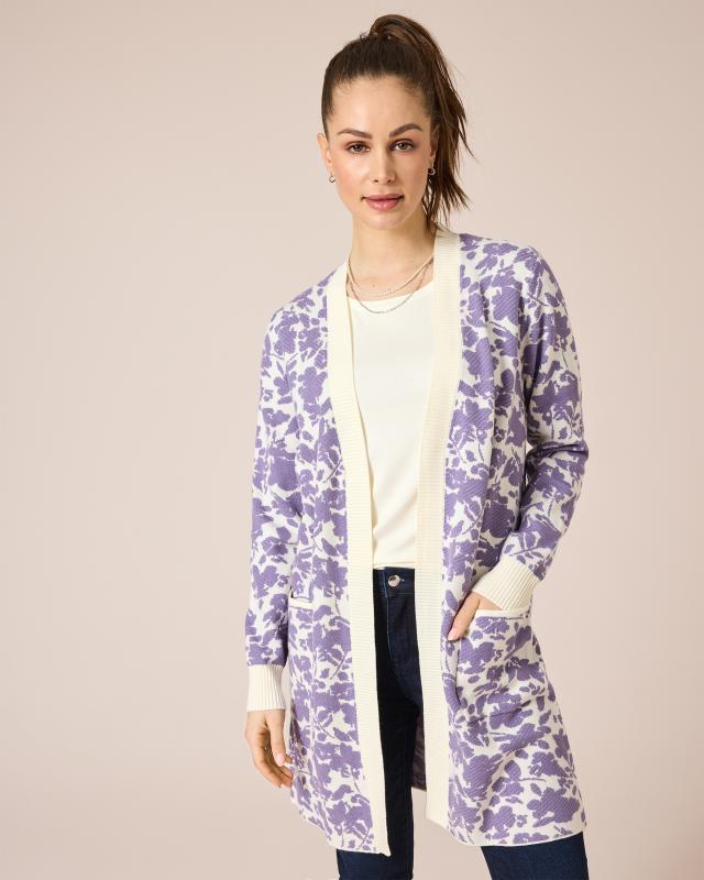 Cardigan mit Blumen-Jaquard