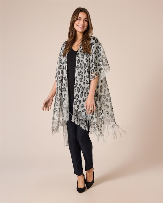 Produktabbildung für Poncho mit Leo-Print & Glanzgarn