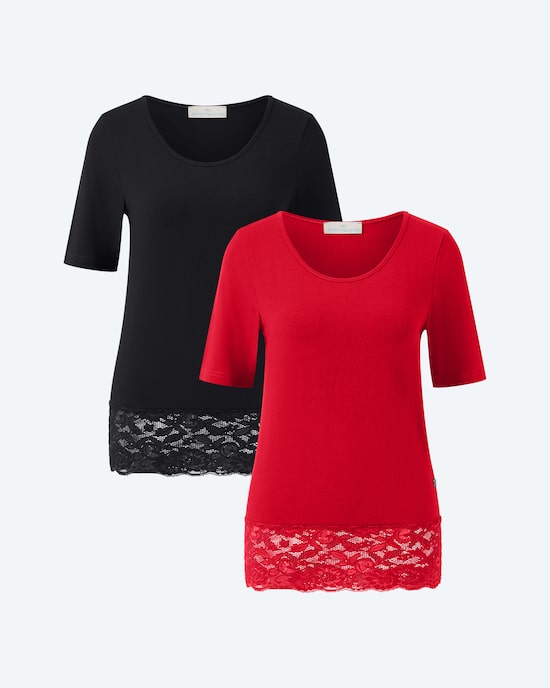 Produktabbildung für Shirt mit Spitze, Doppelpack
