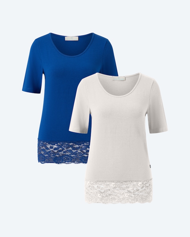 Shirt mit Spitze, Doppelpack