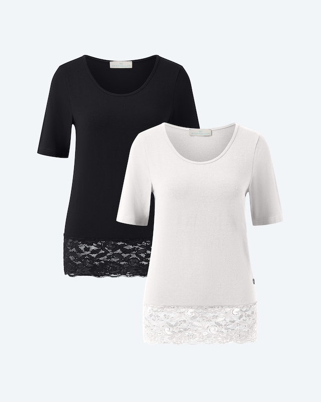 Shirt mit Spitze, Doppelpack