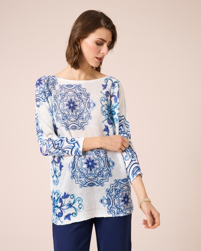 Pullover mit Blumen- und Ornamentdruck