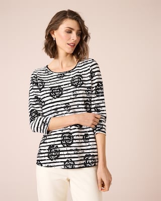 Produktabbildung 2 für Shirt mit Blumen- und Streifendruck
