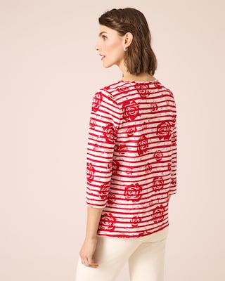 Produktabbildung 7 für Shirt mit Blumen- und Streifendruck