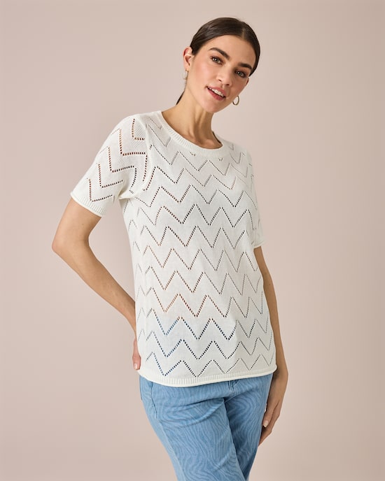 Produktabbildung für Kurzarmpullover mit Zick-Zack-Muster