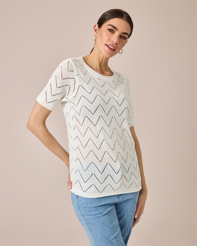 Kurzarmpullover mit Zick-Zack-Muster