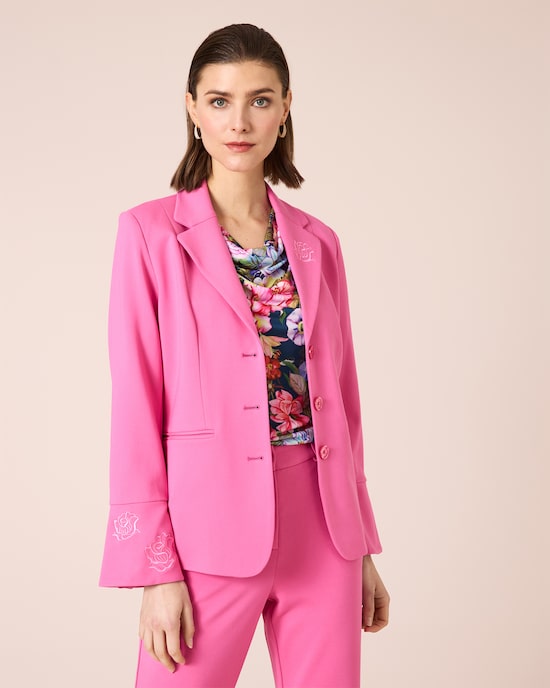 Produktabbildung für Ponte Blazer mit Rosenstickerei