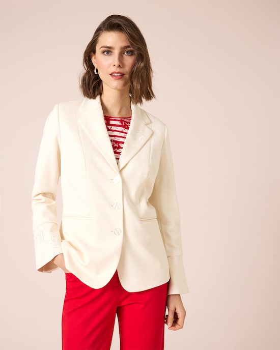 Produktabbildung für Ponte Blazer mit Rosenstickerei