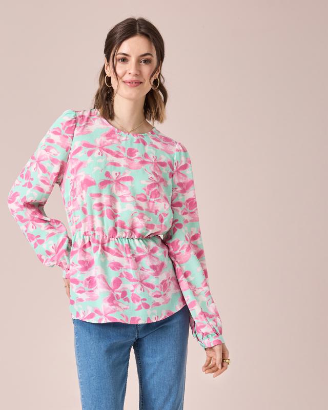 Bluse mit Blüten-Druckmix