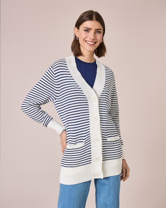 Produktabbildung für Long-Cardigan im Streifendesign