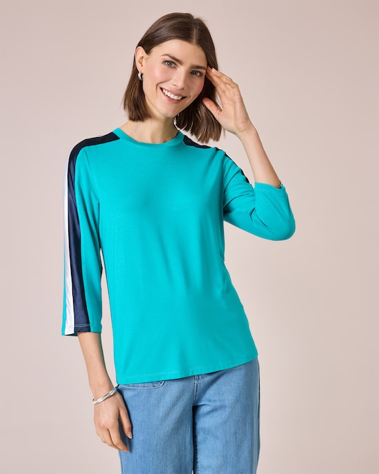 Produktabbildung für Shirt mit Satin-Kontraststreifen