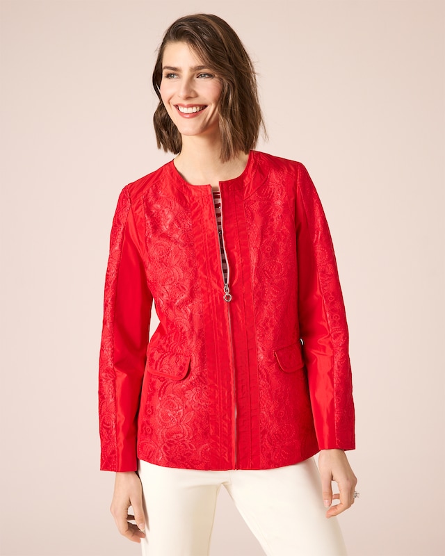 Jacke mit Spitzenbesatz