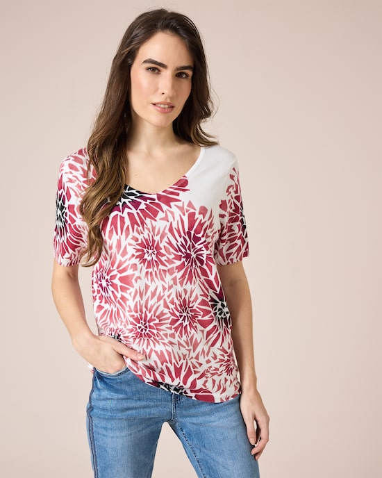 Produktabbildung für Pullover mit abstraktem Blumendruck