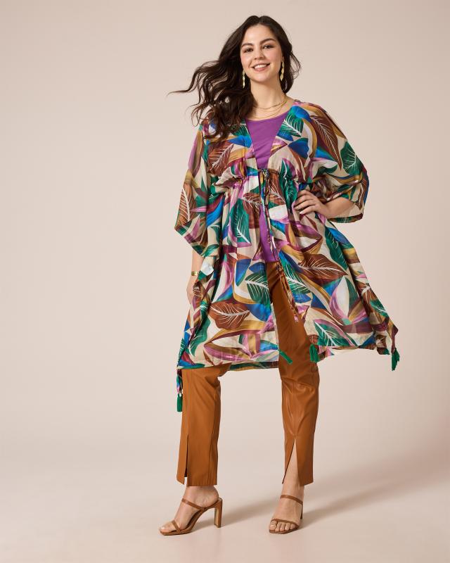 Poncho im Dschungel-Print