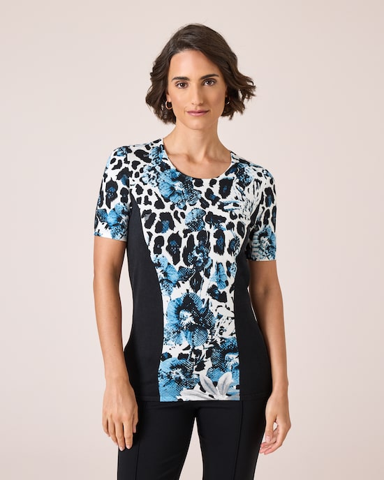 Produktabbildung für Classic Pullover mit Animal- und Blütendruck