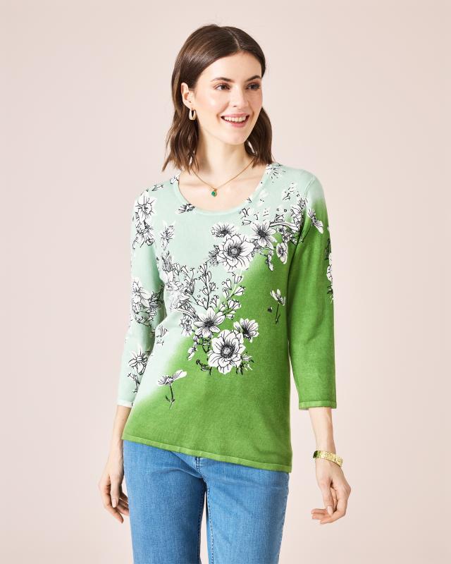 Classic Pullover "Kontrast-Blumen"