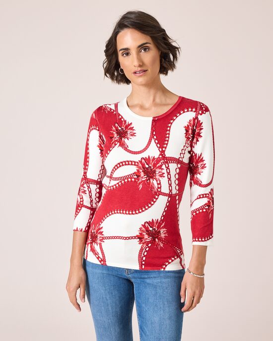 Produktabbildung für Classic Pullover mit Ketten- und Blütendruck