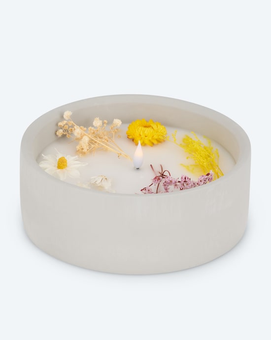 Produktabbildung für LED-Kerze Zement mit Blumen, groß