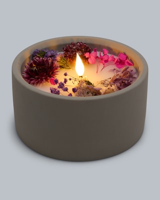 Produktabbildung 4 für LED-Kerze Zement mit Blumen, klein
