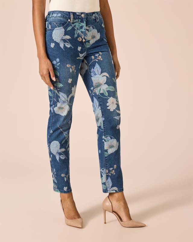 Jeans mit Blumen-Print