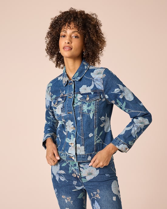 Produktabbildung für Jeansjacke mit Blumen-Print