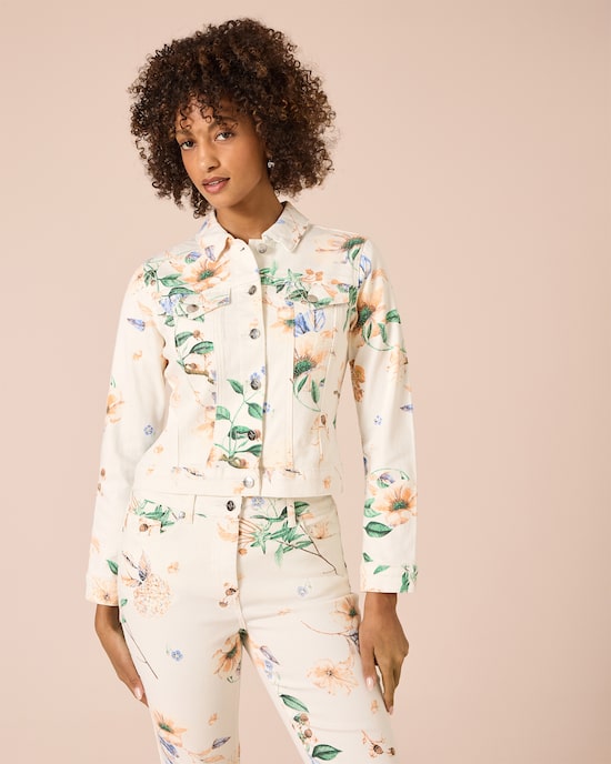 Produktabbildung für Jeansjacke mit Blumen-Print