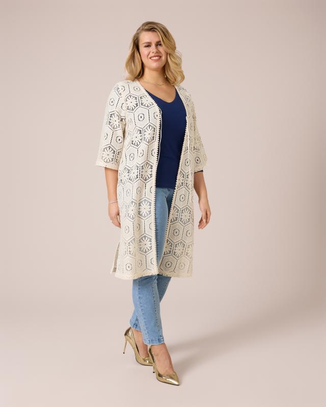 Longcardigan in Crochet-Optik