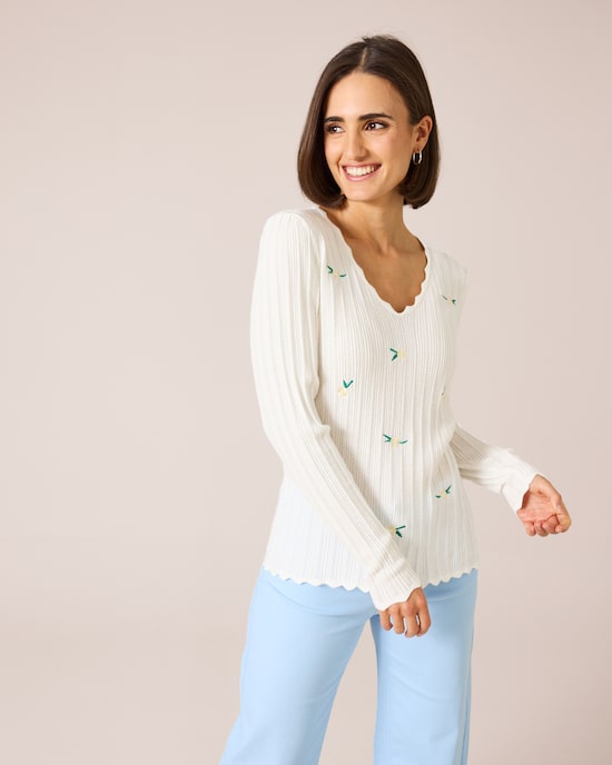 Produktabbildung für Strickshirt mit Stickerei