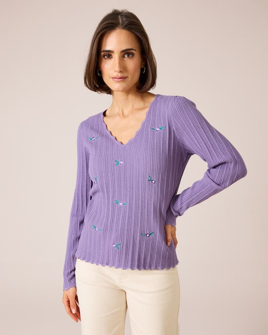 Produktabbildung für Strickshirt mit Stickerei