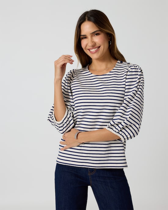 Produktabbildung für Ringelshirt mit Ballonärmeln