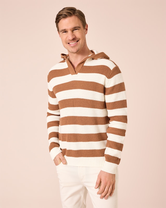 Strick-Hoodie mit Streifen