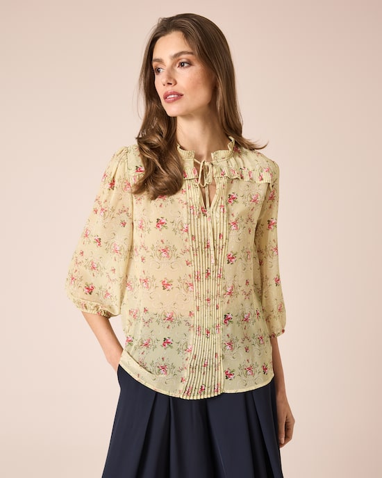 Produktabbildung für Plissee-Bluse mit Blümchen-Druck