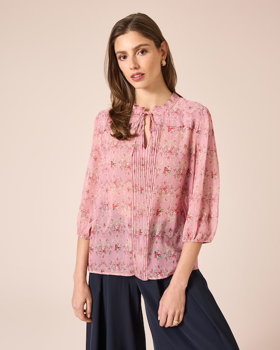 Produktabbildung für Plissee-Bluse mit Blümchen-Druck