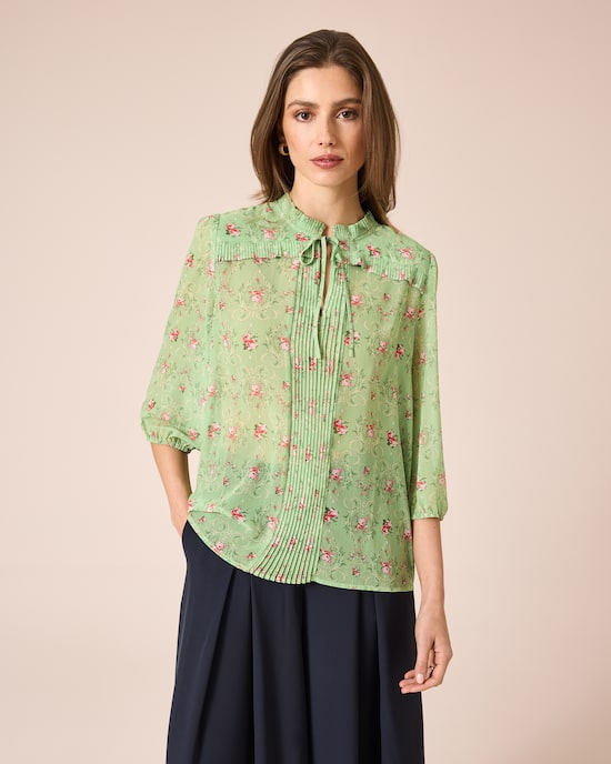 Produktabbildung für Plissee-Bluse mit Blümchen-Druck