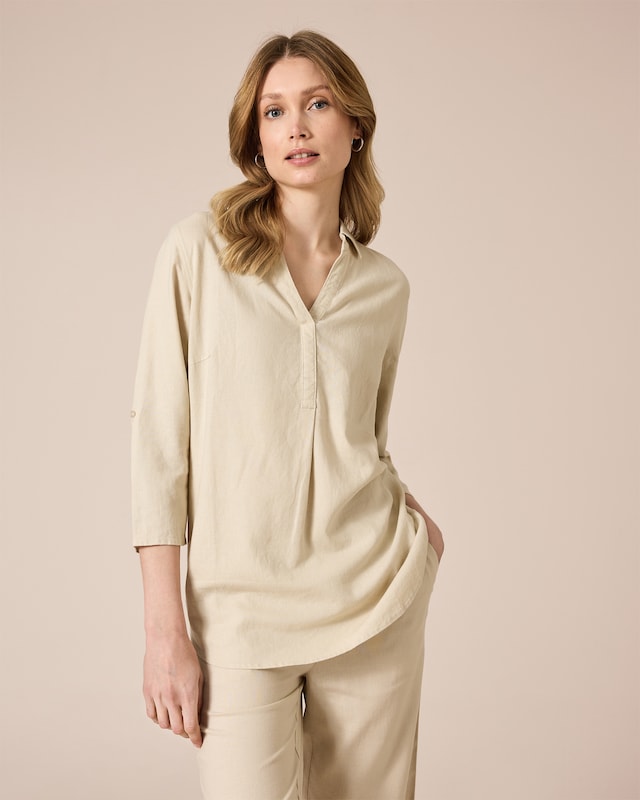Bluse mit Leinen