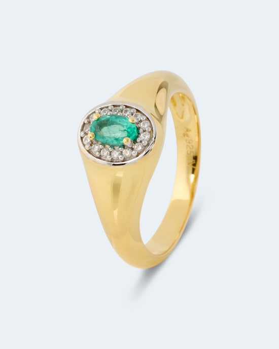 Produktabbildung für Ring mit Sambia Smaragd und Zirkon