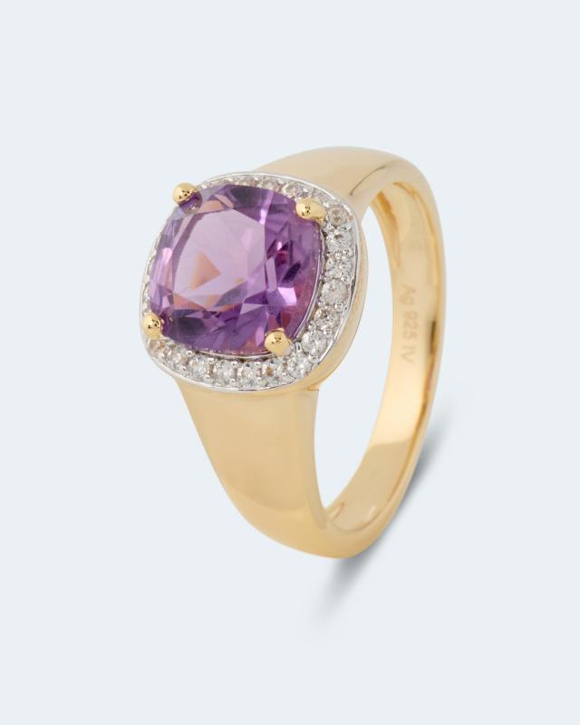 Ring mit Amethyst + Zirkonen