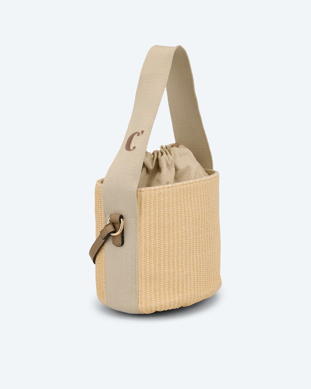 Überschlagtasche in Stroh-Optik